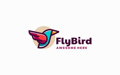 Fliegen-Vogel-Farbmaskottchen-Logo