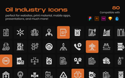 Iconos lineales de la industria petrolera