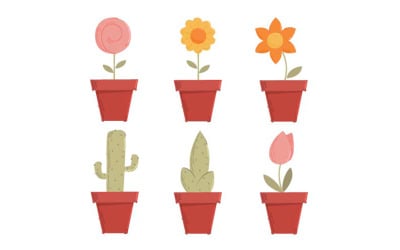Illustration de pot de fleur (conception plate)