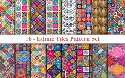 Conjunto de patrones de mosaicos étnicos, Fondo de mosaicos de mandala