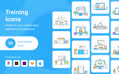 Icone piane di formazione aziendale