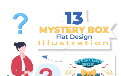 13 Mystery Gift Box Cartoon Illustration