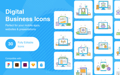 Цифровий бізнес плоский контур