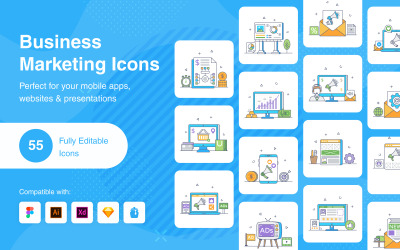 Obchodní Marketing Plochý Obrys vektory