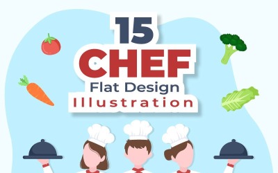 15 professionell kock tecknad karaktär Illustration
