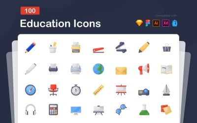 Iconos de educación en estilo plano moderno