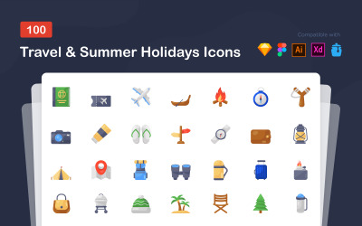 Travel and Summer Holiday Icons
