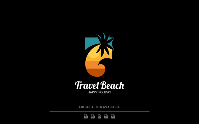 Logo colorato della spiaggia di viaggio