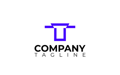 Bokstaven T Platt Unik Logotyp