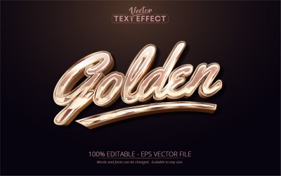 Golden - redigerbar texteffekt, guld och glänsande textstil, grafikillustration