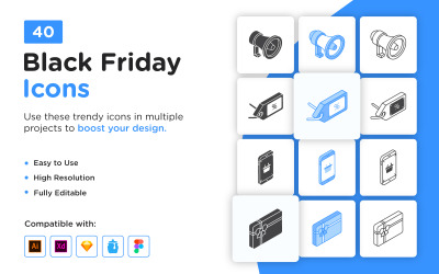 40 icone vettoriali del Black Friday