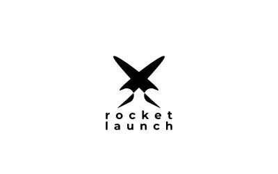 Raketuppskjutning bokstaven X-logotyp