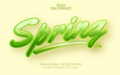 Våren - redigerbar texteffekt, grön tecknad textstil, grafikillustration