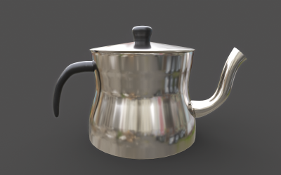 Çelik çaydanlık Düşük poli 3D model