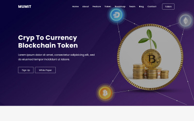 Mumit – ICO és Bitcoin nyitóoldalsablonja