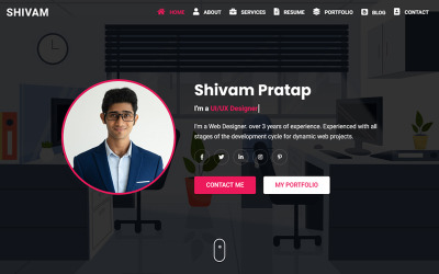 Shivam - osobiste portfolio i szablon strony docelowej CV/CV