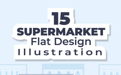 15 Supermarket Shopping Tecknad Illustration