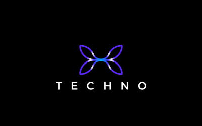 Techno X Letter Gradient Logotyp
