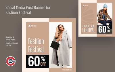 Banner de publicación de redes sociales del festival de moda