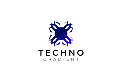 Buchstabe X Tech Round Gradient Logo