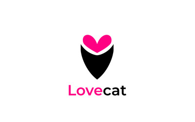 Liebes-Katzen-Doppelbedeutungs-Logo