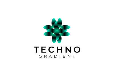 Logotipo de Techno verde abstracto
