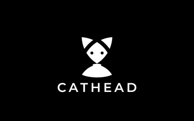 Logotipo plano simple de cabeza de gato