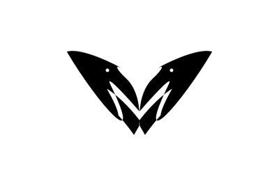 Vogel-Maskottchen-Buchstabe MV-Monogramm-Logo