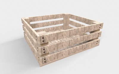 Caixa de paletes de madeira Modelo 3D Low-poly
