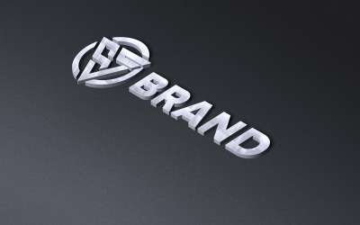 3d Metal Logo Mockup Perspektiv