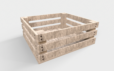 Dřevěná paletová přepravka Low-poly 3D model