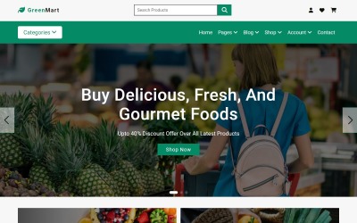 GreenMart - HTML-websitesjabloon met meerdere pagina&amp;#39;s voor supermarkten