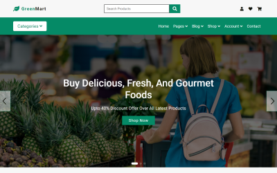 GreenMart - Livsmedelsbutik Flersidig HTML-webbplatsmall
