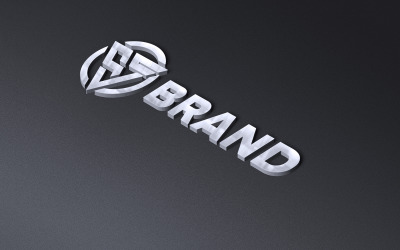 Perspectiva de maqueta de logotipo de metal 3d