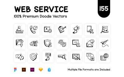 Ícones de serviços da Web desenhados à mão