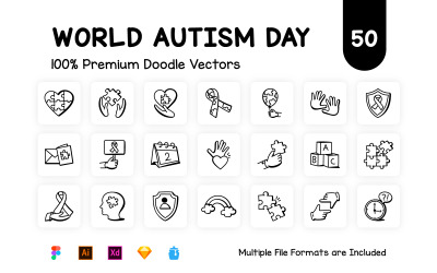 Vectores del autismo - Iconos del Doodle del día del autismo