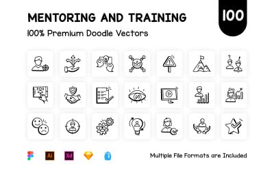 110 vektorových ikon mentoring a školení