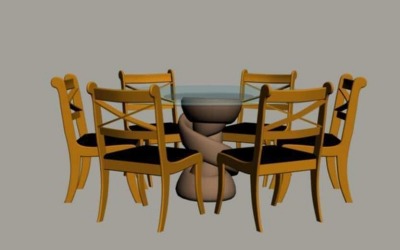 židle Se Stolem 3D Model