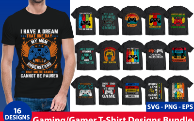Pacote de design de camiseta para jogos e jogadores
