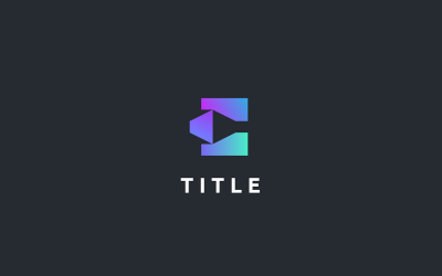Wibrujące geometryczne logo C Edgy Tech cieniowanie z monogramem