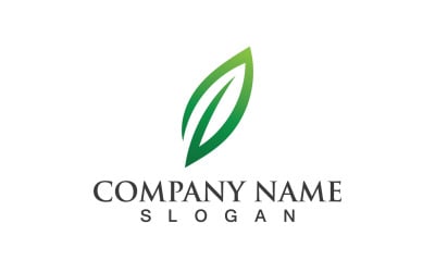 Green Leaf Nature Eco logo Vector V8