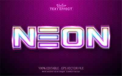 Neon - redigerbar texteffekt, neonglödande färgglad textstil, grafikillustration