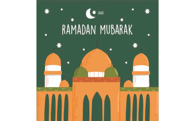 Ramadan Mubarak med moskéillustration