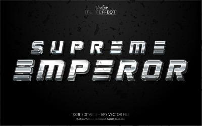 Emperador supremo: efecto de texto editable, estilo de texto de metal negro y plateado, ilustración gráfica