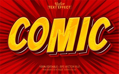 Fumetto - Effetto testo modificabile, stile testo cartone animato arancione e rosso, illustrazione grafica