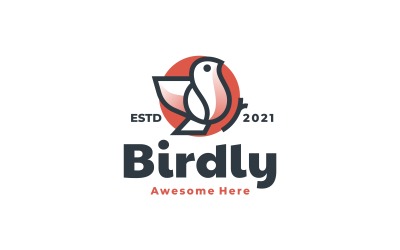 Logotipo de mascota simple de pájaro volador