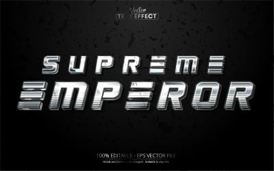 Supreme Emperor - upravitelný textový efekt, černý kov a stříbrný styl textu, grafická ilustrace