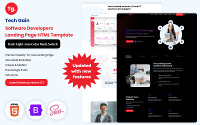 TechGain - цільова сторінка розробників програмного забезпечення
