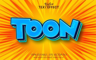 Toon: efecto de texto editable, estilo de texto cómico naranja y azul, ilustración gráfica