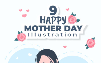 9 Bonne fête des mères V2 Illustration de conception plate